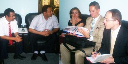 وفد المفوضية الاوروبية اثناء زيارته فرع اللجنة العليا للانتخابات بعدن